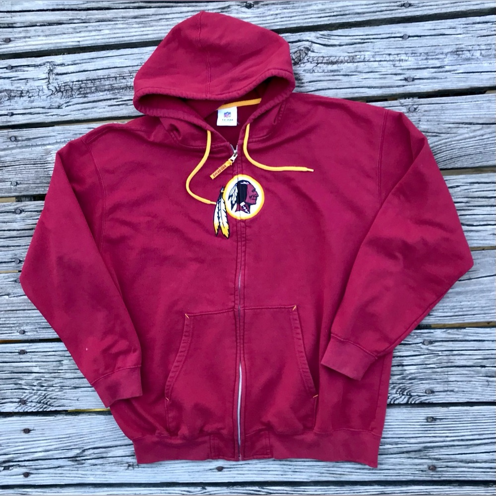 Men 2X NFL Team Apparel Redskins Logo Zip Up Hoodie Hooded Sweatshirt Football